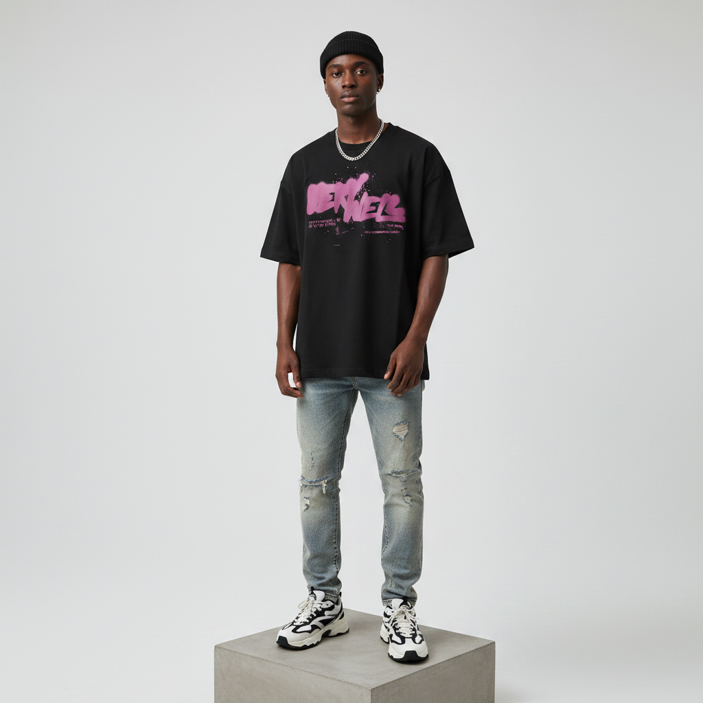 Male Model Front - Black Very Well Tee