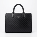 Men’s black patterned laptop bag studio preview