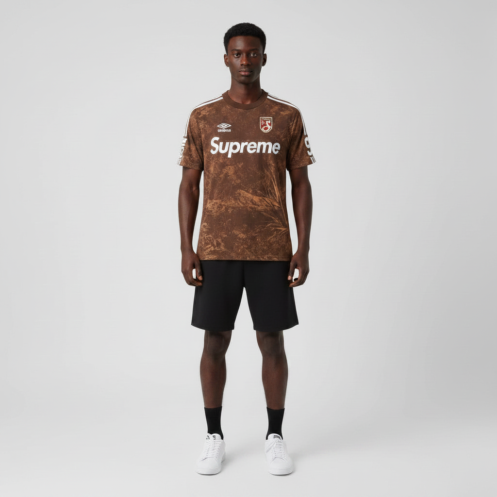Men's Brown Camo Print Tee - Black Model