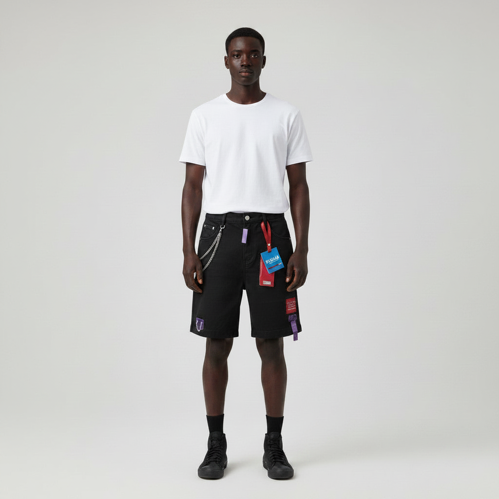 Men's Casual Shorts - Black Nigerian Model