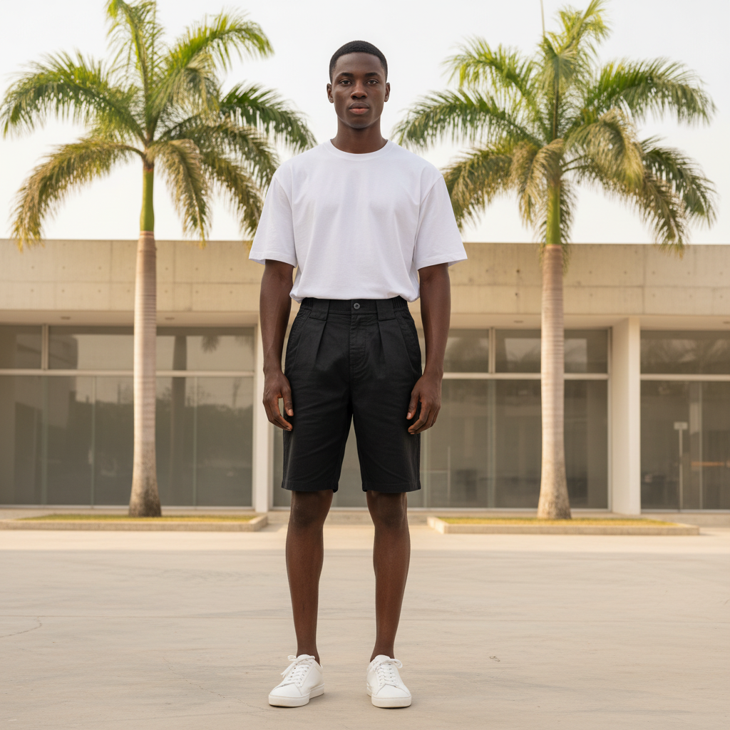 Model – Black Plain Shorts