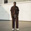Model – Brown Pinstripe Alo Set