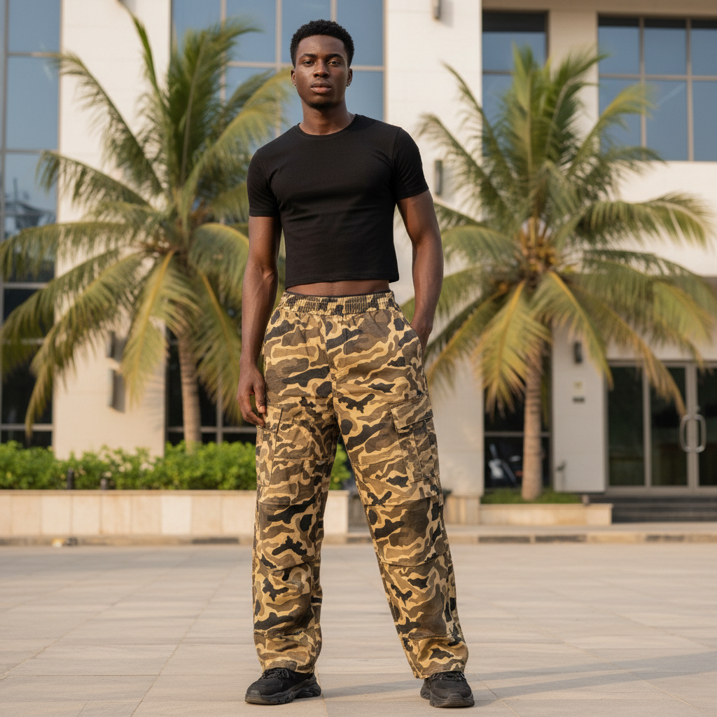 Model – Desert Camo Baggy Cargo Pants