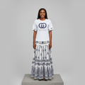 Model Front — White Navy Co-ord Set