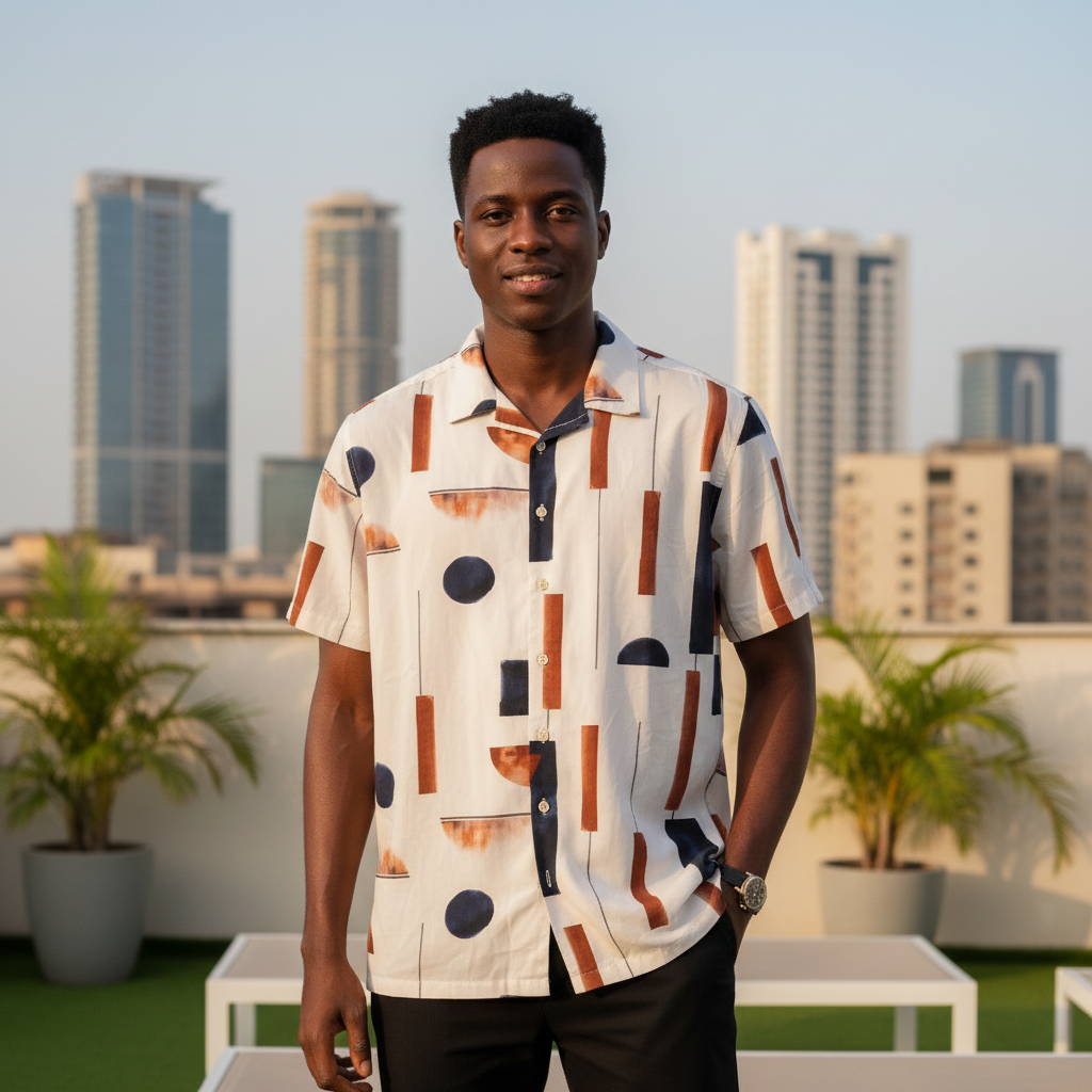 Abstract Art Print Short-Sleeve Shirt