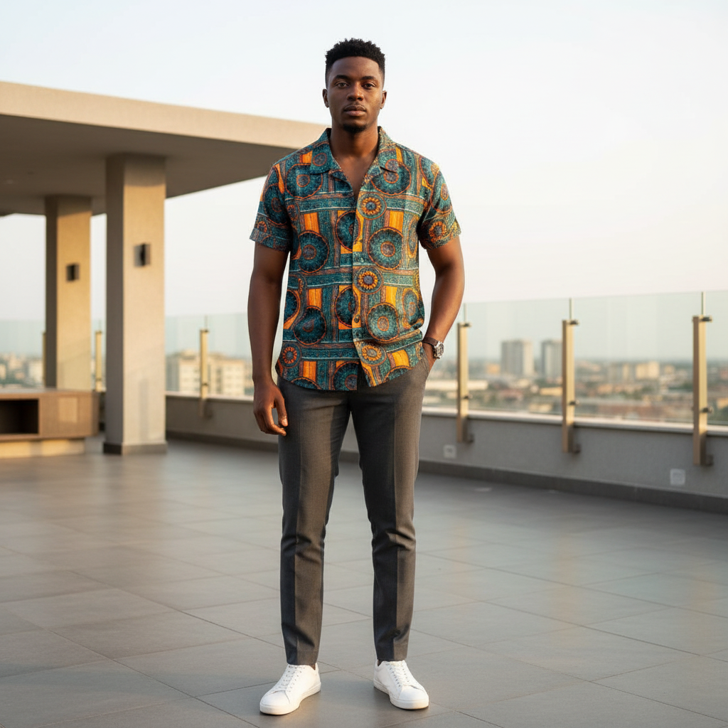 Ankara Medallion Short-Sleeve Shirt