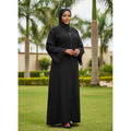 Model Shot – Black Lace Abaya (Black Nigerian Model)