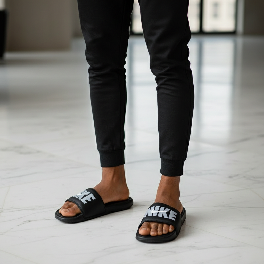 Model Shot — Black Slim Joggers