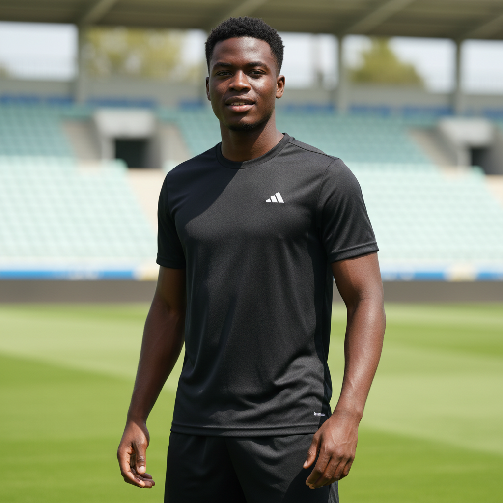 Model Shot – Black Sports Tee (Redo)