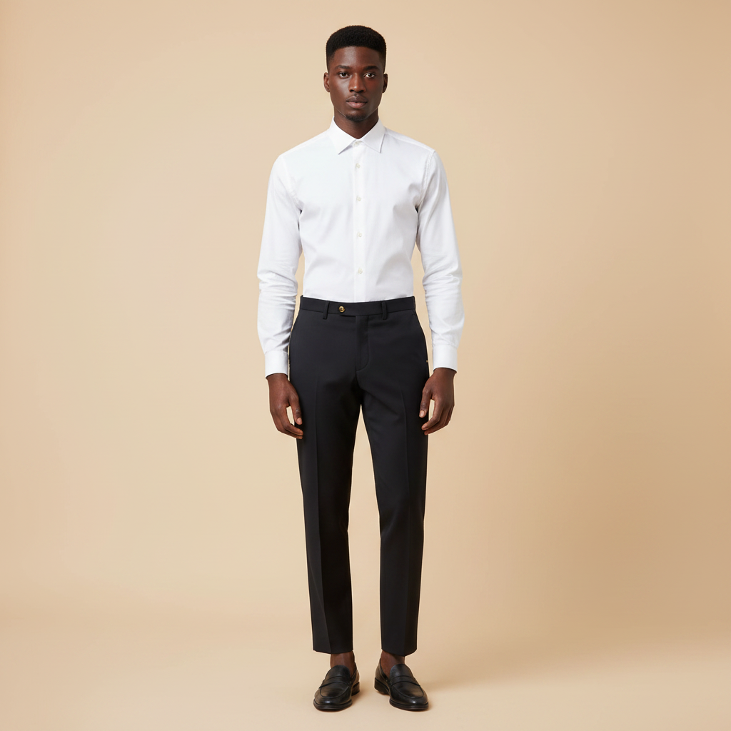 Model Shot - Black Straight Trousers