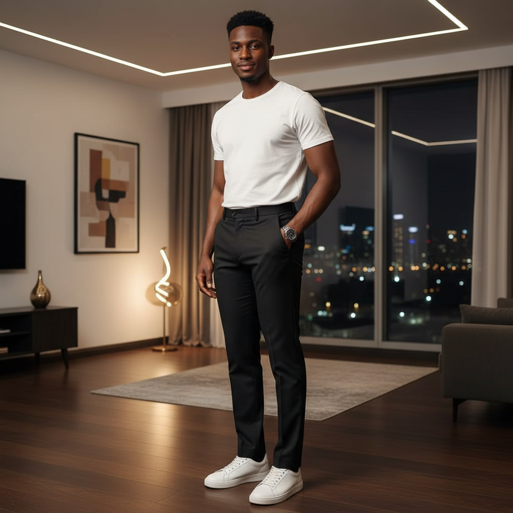 Model Shot Black Trousers