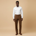Model Shot - Brown Straight Leg Tailored Trousers
