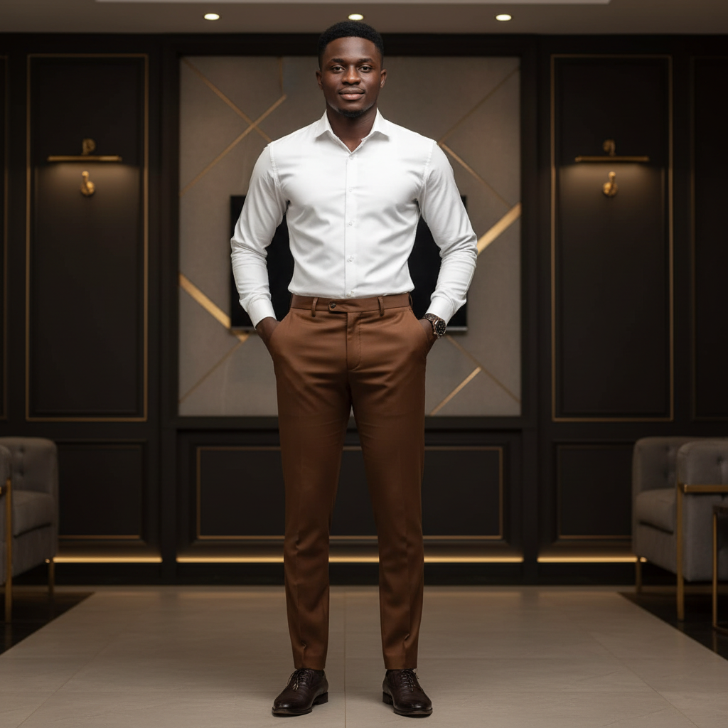 Model Shot Brown Trousers – 1:1 Square