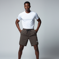Model Shot – Dark Charcoal Grey Sports Shorts (Studio)