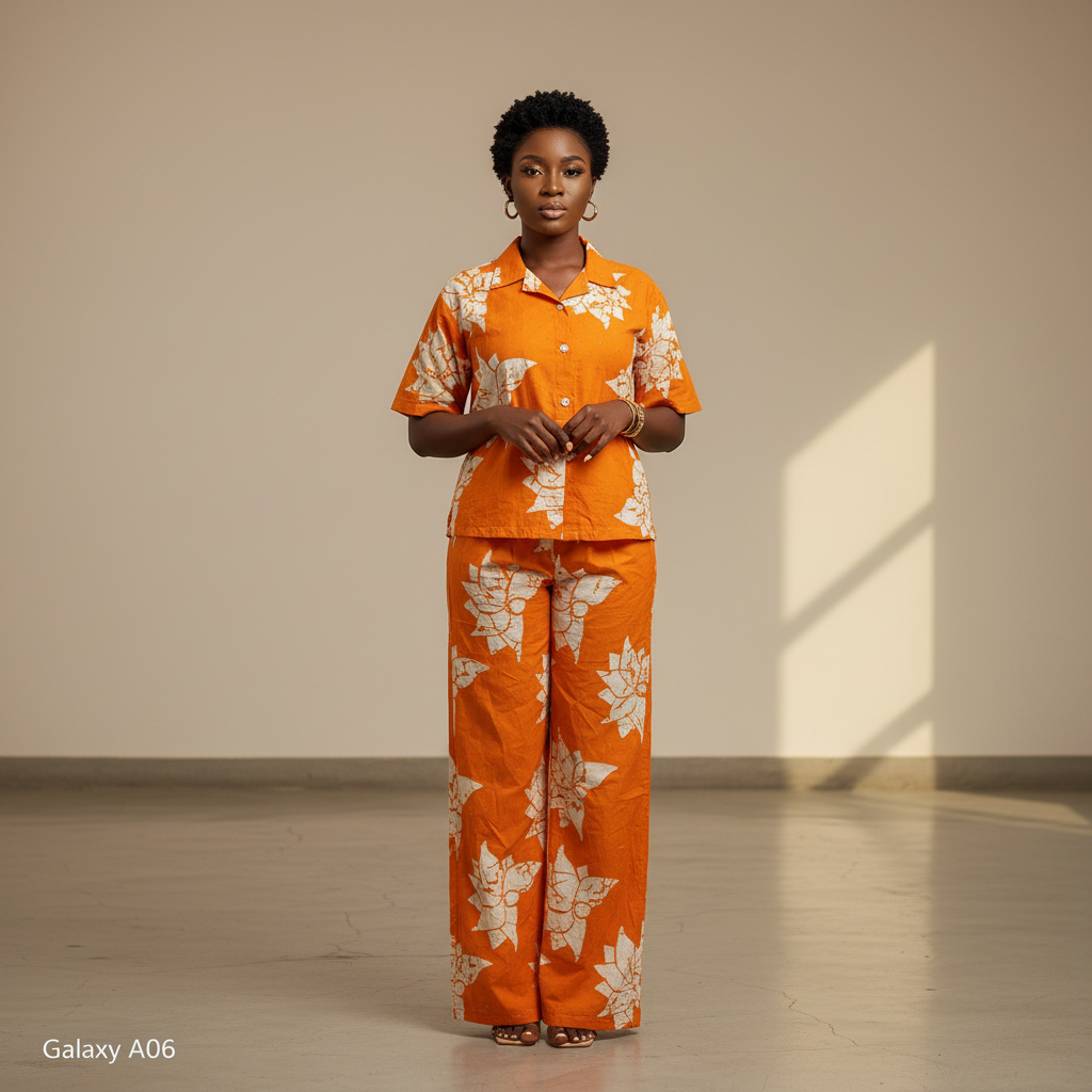 Model Shot – Female – Orange Batik Set