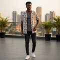 Jungle Monkey Print Short-Sleeve Shirt