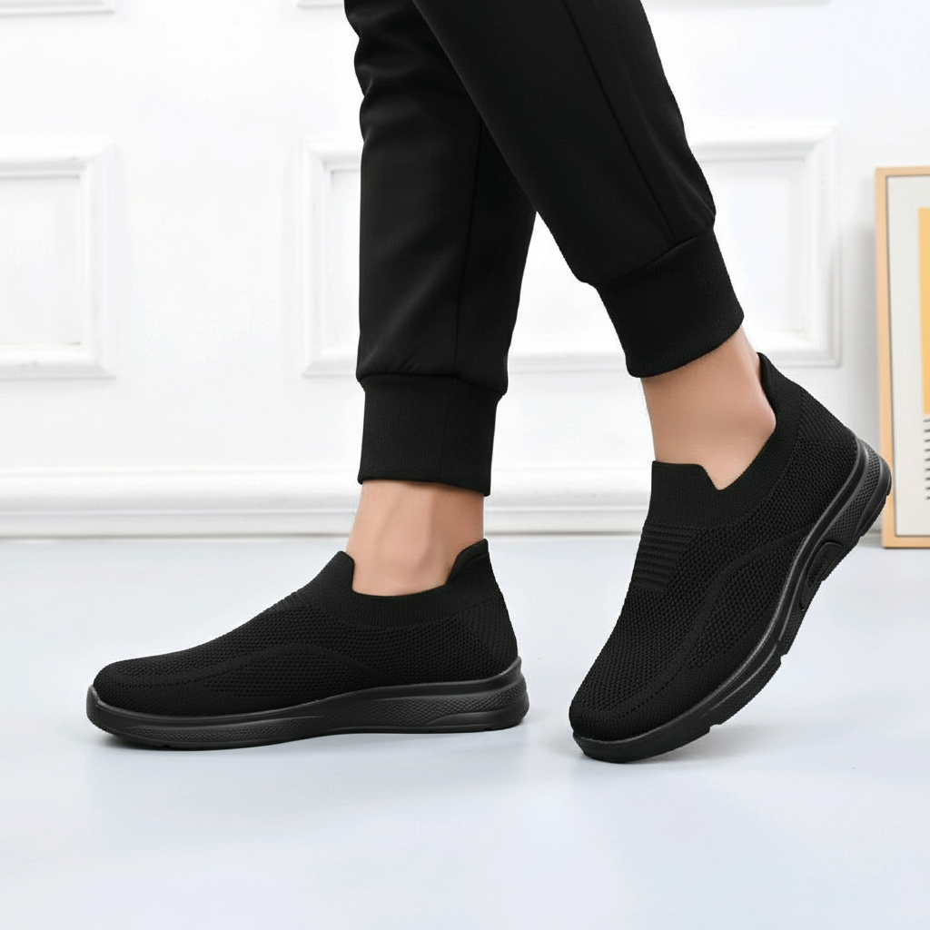 Model Shot — Knit Slip-On Black