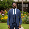 Model Shot – Navy Blue 3-Piece Suit