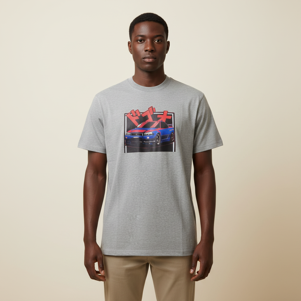 Model shot of the grey JDM car tee