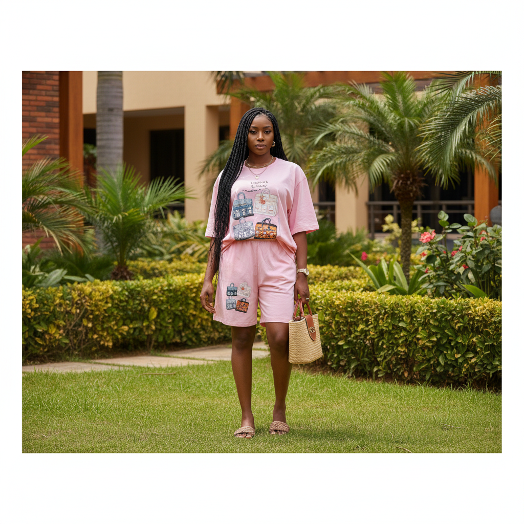 Model Shot — Pink Birkin Graphic Co-ord Set