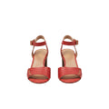 Women's Red Patent Block Heel Ankle Strap Sandal