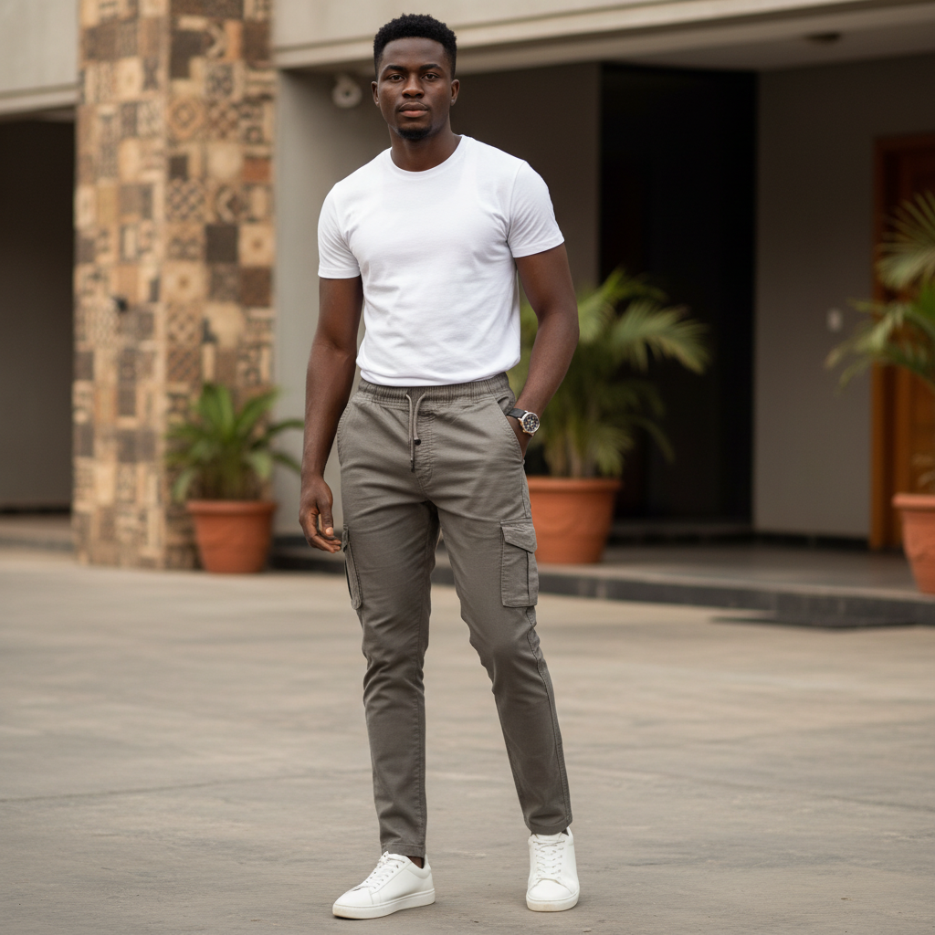 Grey Slim Cargo Pants