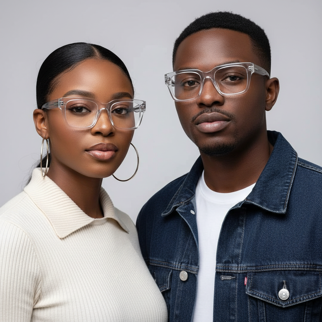Unisex Bold Square Frame Clear Optical Eyeglasses