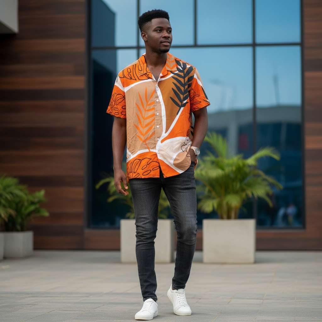 Tropical Print Short-Sleeve Shirt