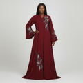 Model Shot – Wine Red Abaya Single Side Design