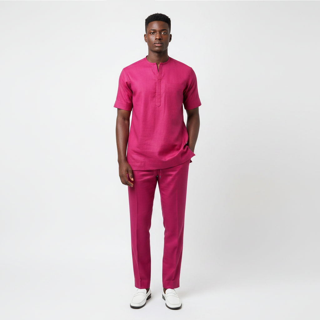 Model Studio – Magenta Linen Senator Set