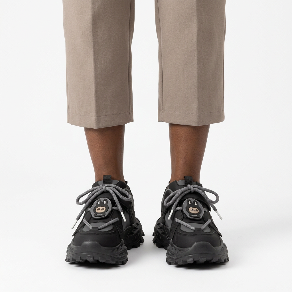 Face-Motif Chunky Lace-Up Trainers