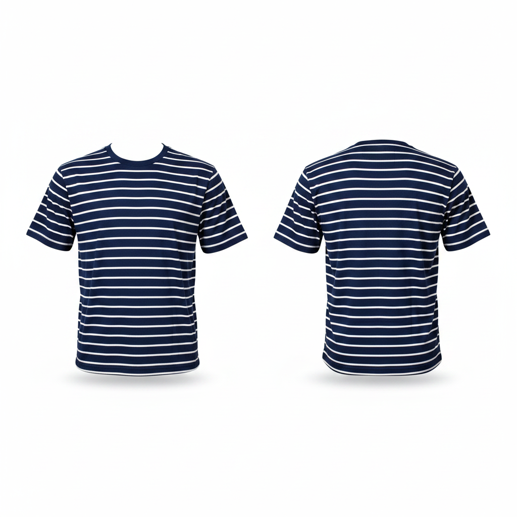 Navy Blue Horizontal Stripe Tee - Product Image