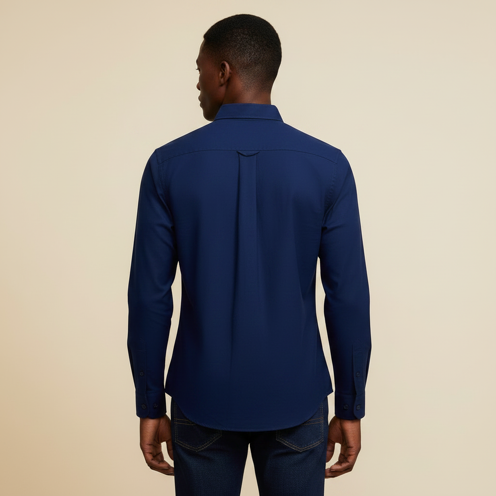 Navy Blue Shirt - Back Model View