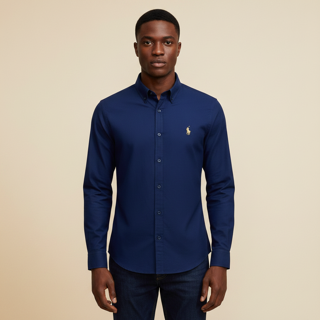 Navy Blue Shirt - Front Model View