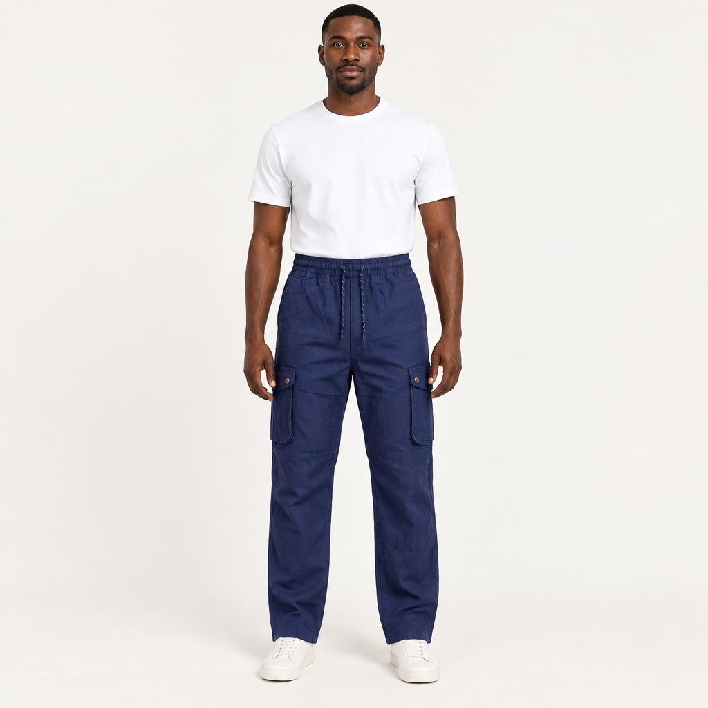 Navy cargo trousers adult model preview
