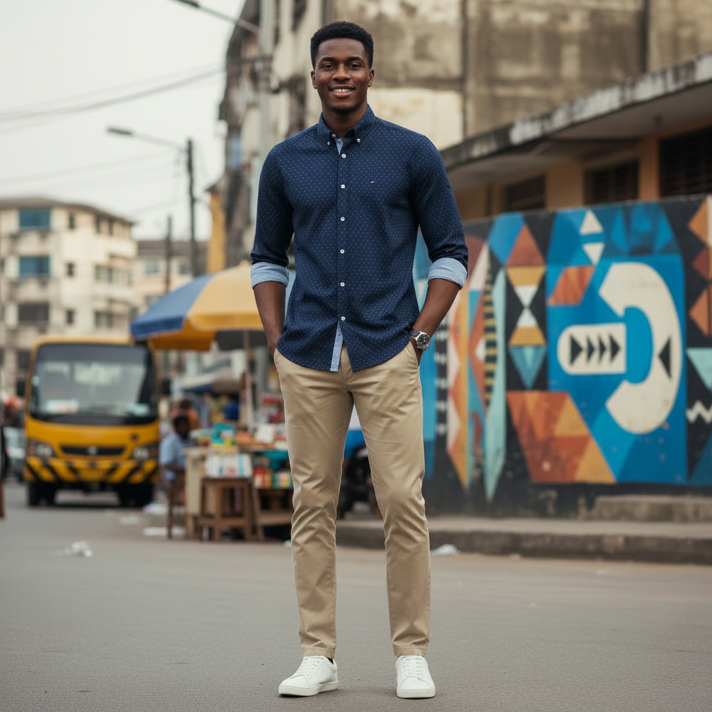 Navy Micro Print Slim Fit Shirt