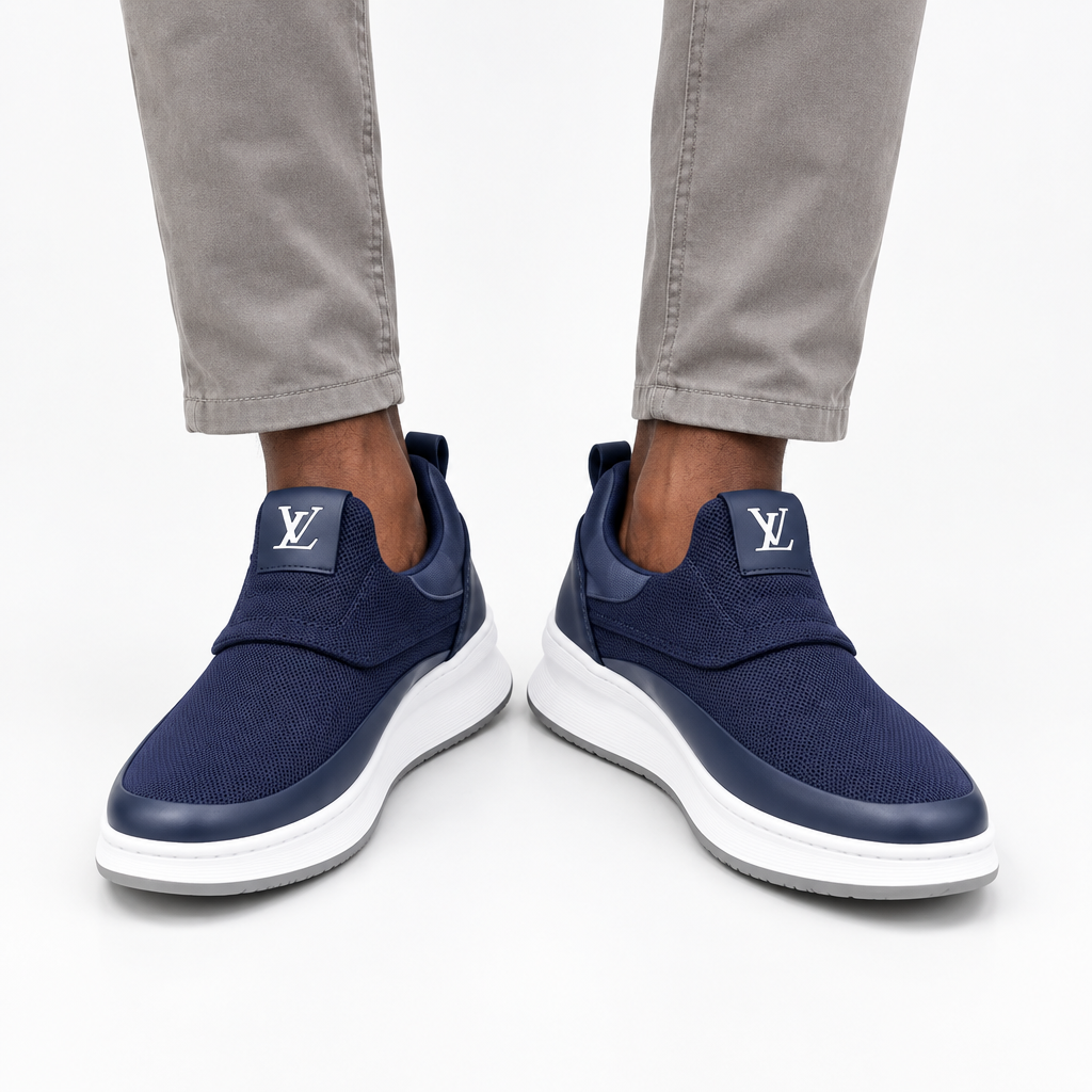 Navy slip-on sneakers model preview