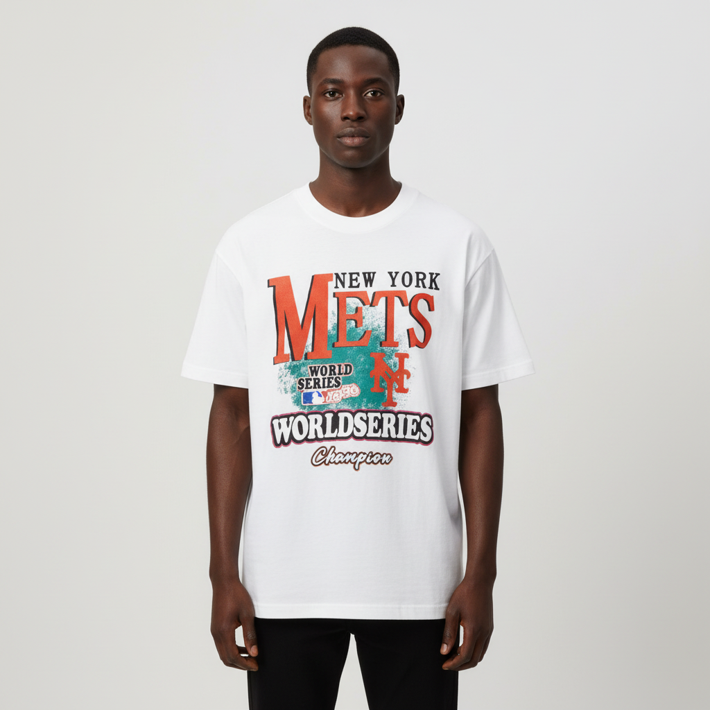 Nigerian model shot preview for the white baseball graphic T-shirt