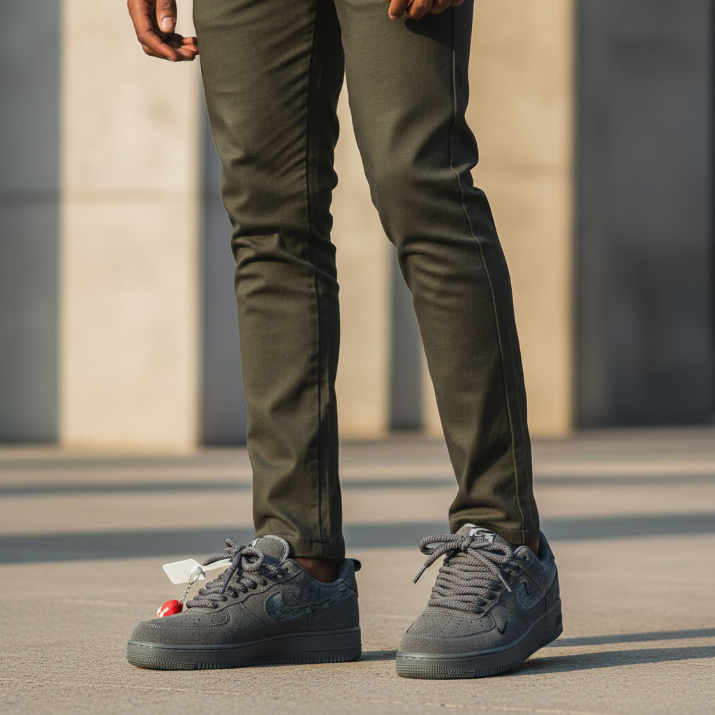 Nike AF1 Dark Suede Grey – Model Leg Shot