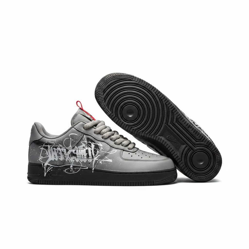 Nike AF1 Graffiti Splash Grey – Ghost Product Shot