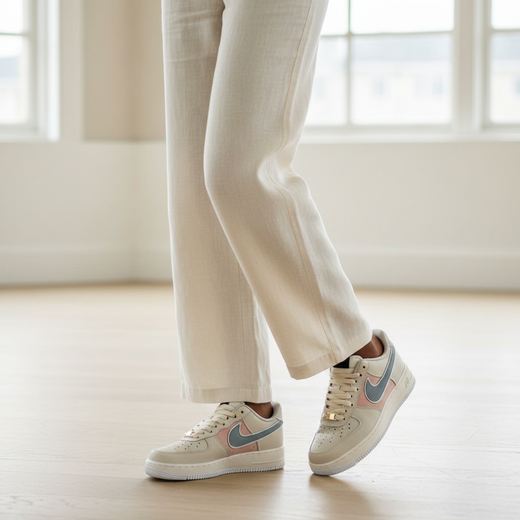 Nike AF1 Off-White Pink Slate – Model Leg Shot
