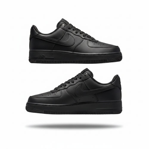 Nike AF1 Triple Black Pebbled Leather – Ghost Product Shot
