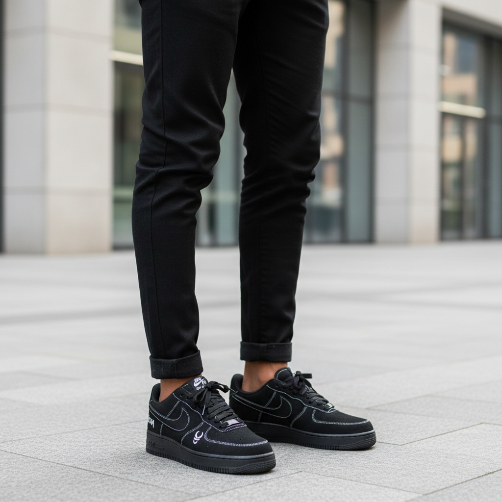 Nike AF1 Venom Black Stitch – Model Leg Shot