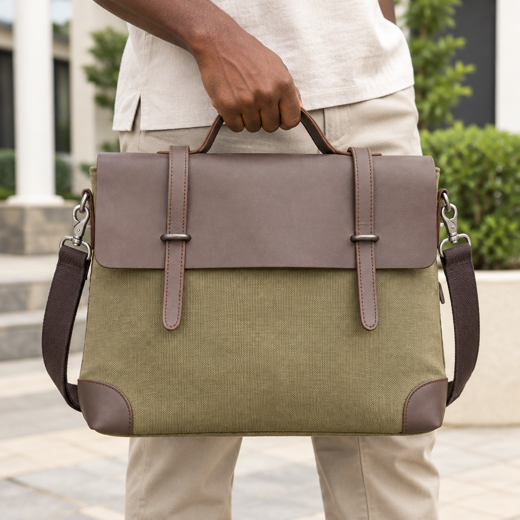 Olive and brown bag model image