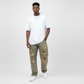 Olive Washed Graphic Baggy Jeans