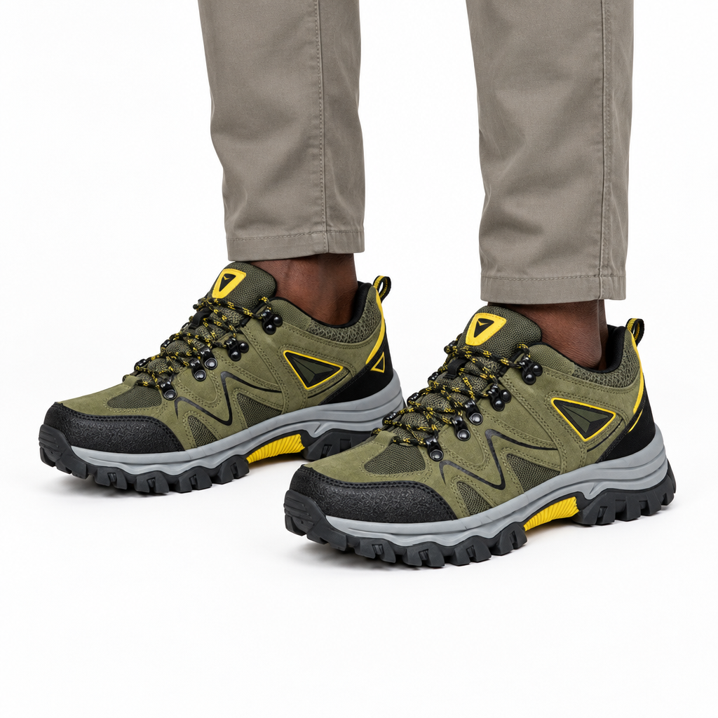 Olive yellow-accent shoes model preview