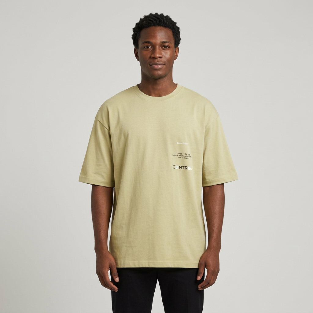 Pale khaki graphic tee model image