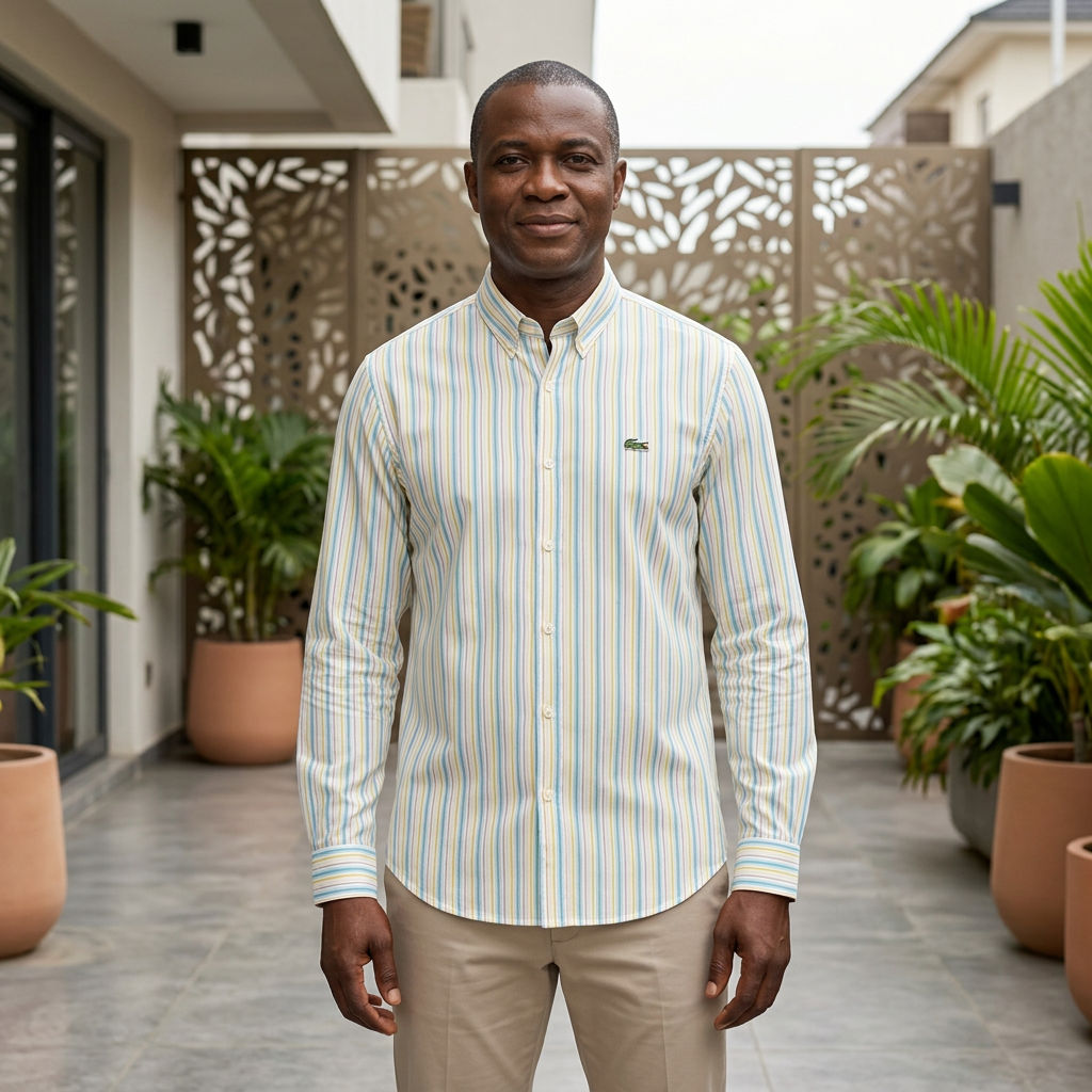 Pastel striped shirt model preview