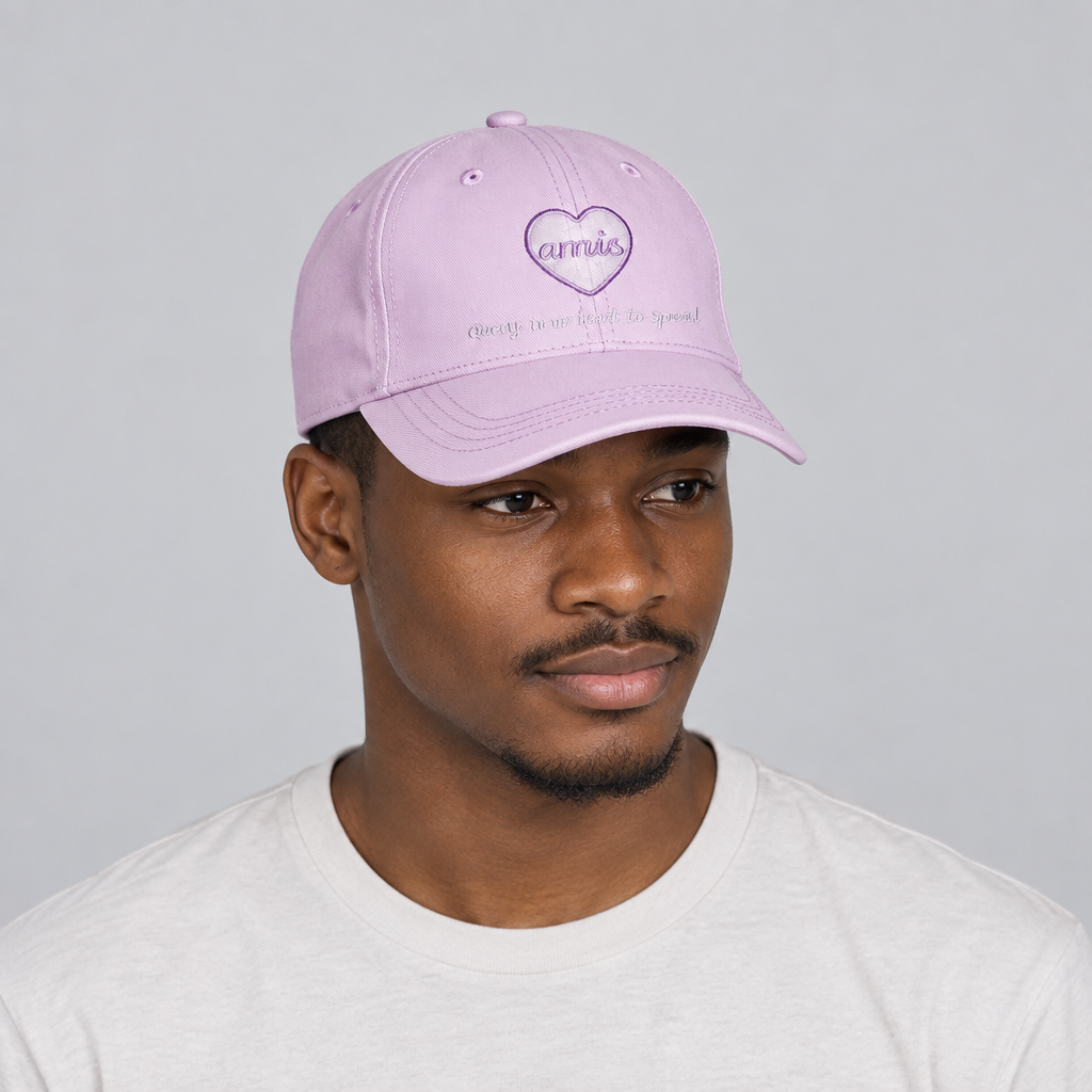 Pink cap on a male model