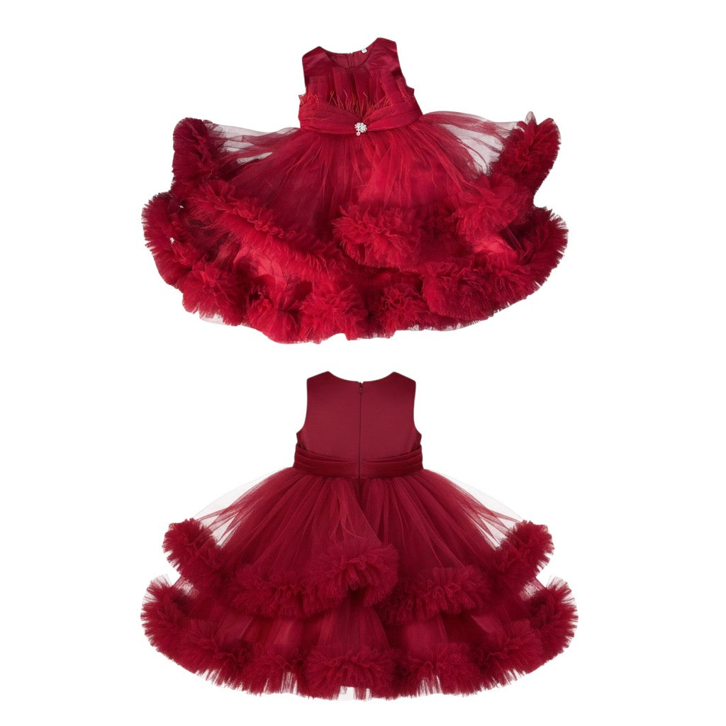 Burgundy Ruffle Tutu Dress